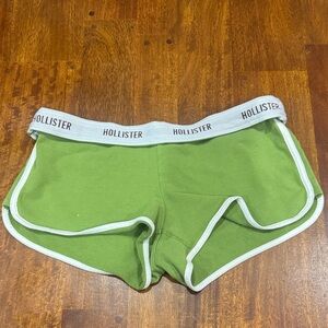 Hollister Y2K Lime Green Booty Shorts with White Trim
